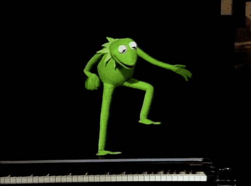 Kermit The Frog Dancing On A Piano Keyboard GIF