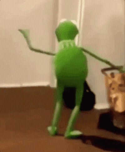 Kermit The Frog Dancing With Bag Of Chips In Background GIF