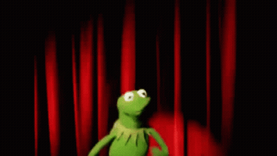 Kermit The Frog Dancing With Red Curtain GIF