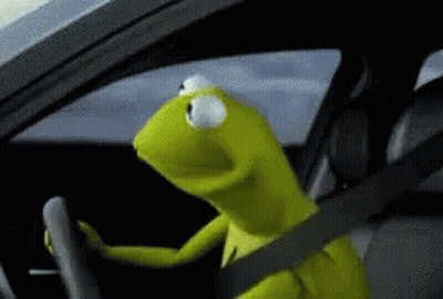 Kermit The Frog Driving A Car With Seatbelt GIF