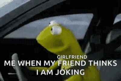 Kermit The Frog Driving Car Saying Girlfriend Me When My Friend Thinks I Am Joking GIF