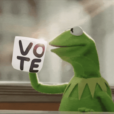 Kermit The Frog Holding Cup Saying Vote GIF