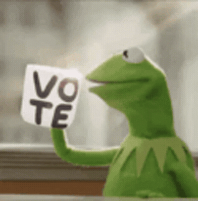 Kermit The Frog Holding Vote Sign GIF