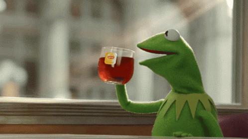 Kermit The Frog Holds A Cup Of Lipton Tea GIF
