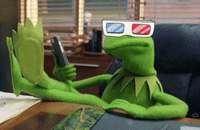 Kermit the Frog in 3D Glasses Holding Cell Phone
