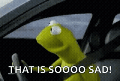 Kermit The Frog In Car Saying That Is Soooo Sad GIF