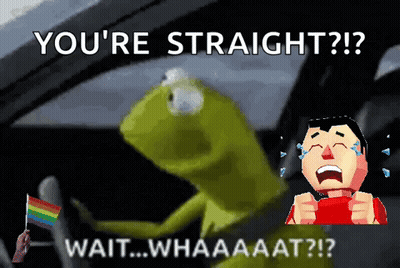 Kermit The Frog Is Crying While Holding A Rainbow Flag GIF