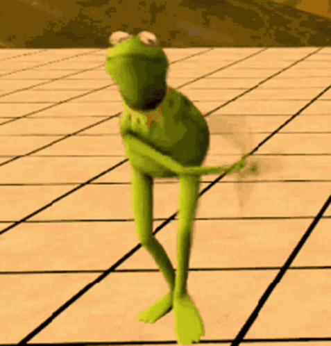 Kermit The Frog Is Dancing On A Checkered Floor In A Video Game . GIF