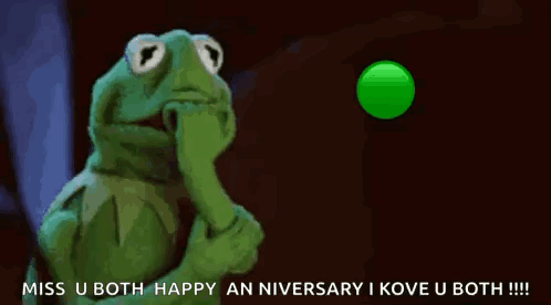 Kermit The Frog Is Holding His Hand To His Face While Looking At A Green Circle . GIF