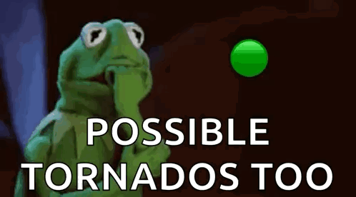 Kermit The Frog Is Holding His Hand To His Mouth And Thinking About Tornadoes . GIF