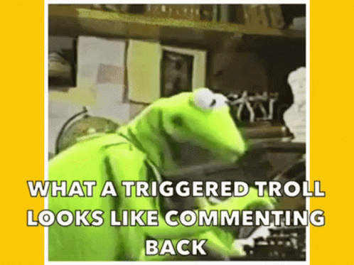 Kermit The Frog Is Playing A Piano With The Caption What A Triggered Troll Looks Like Commenting Back GIF