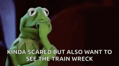 Kermit The Frog Is Scared Of A Train Wreck And Wants To See It . GIF