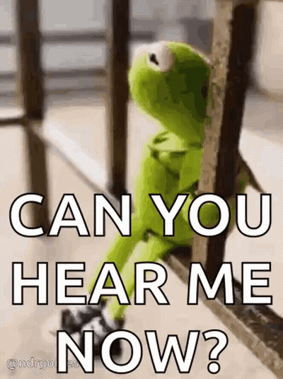 kermit the frog is sitting on a railing looking out a window and says `` can you hear me now ? ''