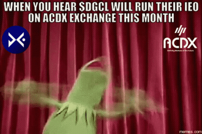 Kermit The Frog Is Standing In Front Of A Red Curtain With A Meme That Says Acdx Exchange GIF