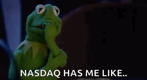 Kermit The Frog Is Thinking About Nasdaq And Has His Hand On His Chin . GIF