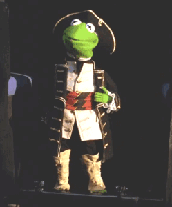 Kermit The Frog Is Wearing A Pirate Outfit And Says Hello Everyone GIF