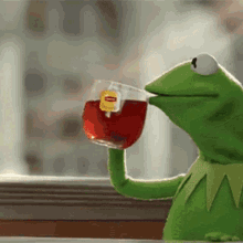 Kermit The Frog Meme Drinking Tea
