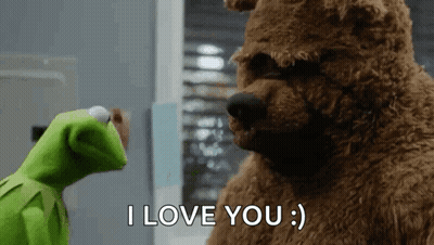 Kermit The Frog Next To Teddy Bear Saying I Love You GIF