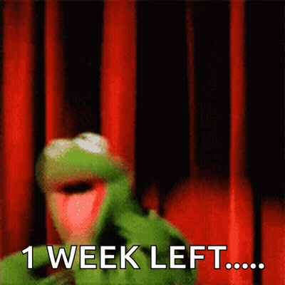 Kermit The Frog Saying 1 Week Left In Front Of Red Curtain GIF