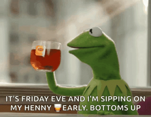 Kermit The Frog Sipping Tea Says Friday Eve GIF
