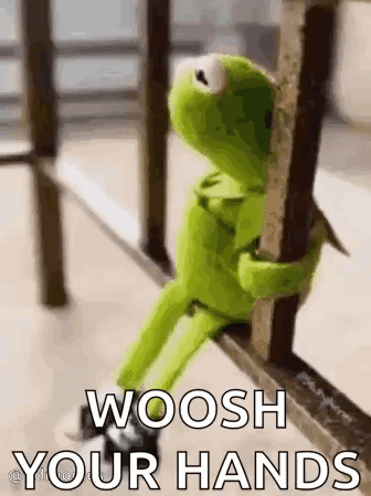 Kermit The Frog Sitting And Holding Railing GIF