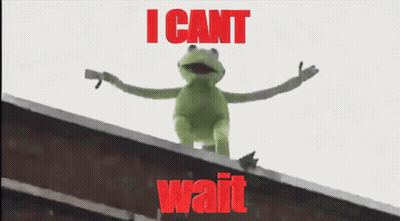 Kermit The Frog Standing On Ledge Saying I Cant Wait GIF