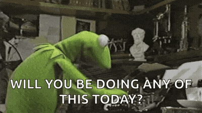 Kermit The Frog Standing With Statue GIF