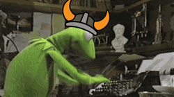  Kermit Typing Evil Horn GIF