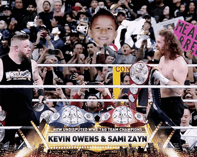 Kevin Owens And Sami Zayn Undisputed Tag Team Champions GIF