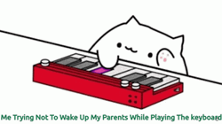 Keyboard Cat Inhales While Playing GIF