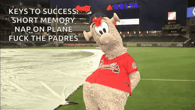 Keys To Success Short Memory Nap On Plane Fuck The Padres Mascot GIF
