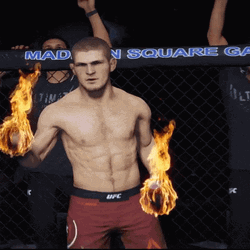 Khabib Holding Fire In Arms GIF