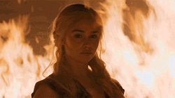 Khaleesi Emilia Clarke Walking On Fire  GIF