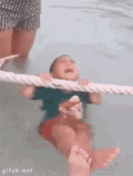 Kid Afraid To Swim GIF