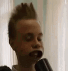 Kid Blow His Mouth Using Power Blower GIF