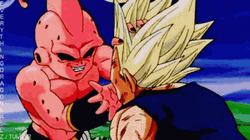 Kid Buu Attacking Goku's Face GIF