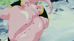 Kid Buu Covering His Ears Terrified GIF