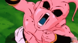 Kid Buu Punching His Chest GIF