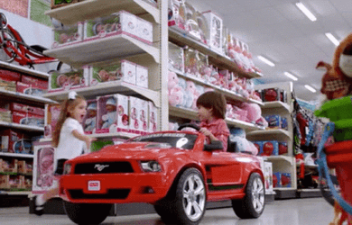 Kid Car Crash In The Grocery GIF