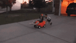 Kid Car Crash While Playing Basketball GIF