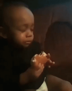 Kid Crying While Eating GIF