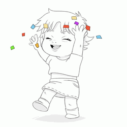 Kid Drawing With Confetti GIF