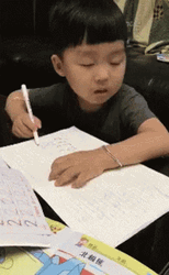 Kid Fall Asleep While Doing Homework GIF