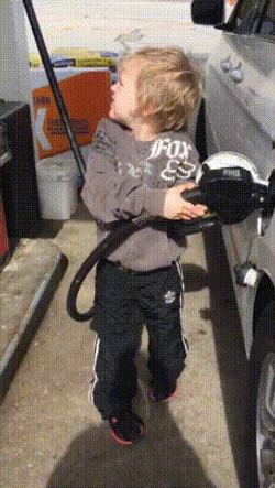 Kid Filling Up Gas Mishap GIF