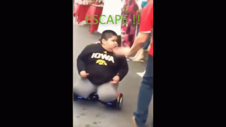 Kid Hover Board Escape Meme GIF