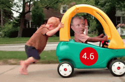 Kid Pushing Car Crash GIF