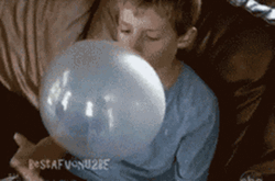 Kid Slapping The Huge Bubble Gum Balloon GIF
