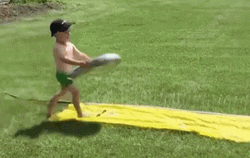 Kid Slipping On A Mini Pool GIF