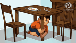 Kid Under The Table Earthquake GIF