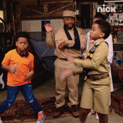 Kids Dancing In Front Of Nick Sign GIF